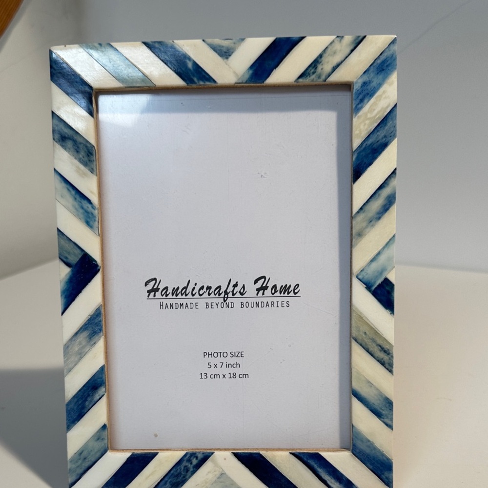 Blue and White Chevron Photo Frame